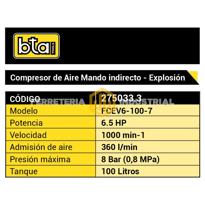 Compresor Explosion Bta 6.5 Hp 100L