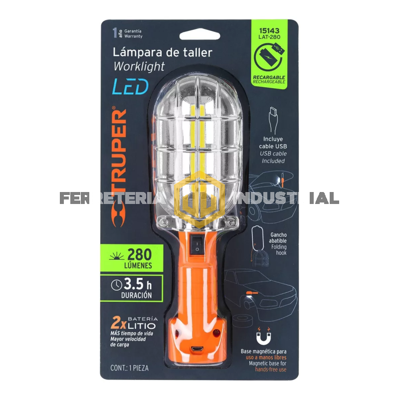 Lampara Led Recargable 280 Lm Base Magenitic Truper