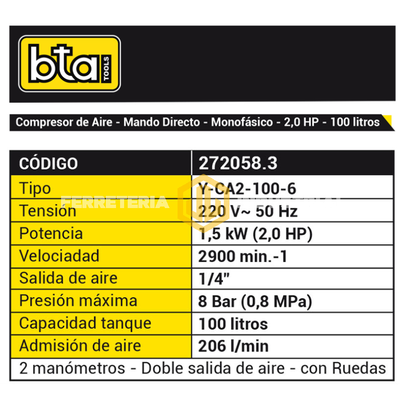 Compresor Bta 100L