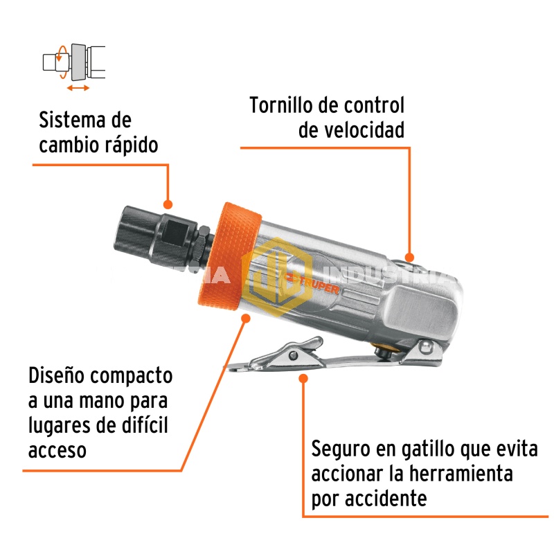 Mini Torno Amoladora Recta Neumatica 1/4 Truper