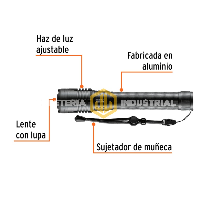 Linterna Led Cuerpo Aluminio Recargable 820L Truper